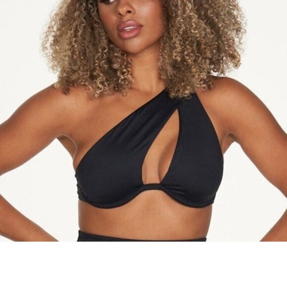 Fredericks of Hollywood Taormina One Shoulder Bikini Swim Top Sz Small Black - Picture 1 of 7